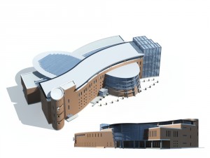 city office building construction avant-garde design hotel - 96 3D Model