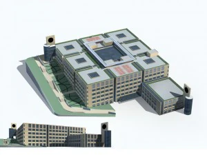 city office building construction avant-garde design hotel - 97 3D Model