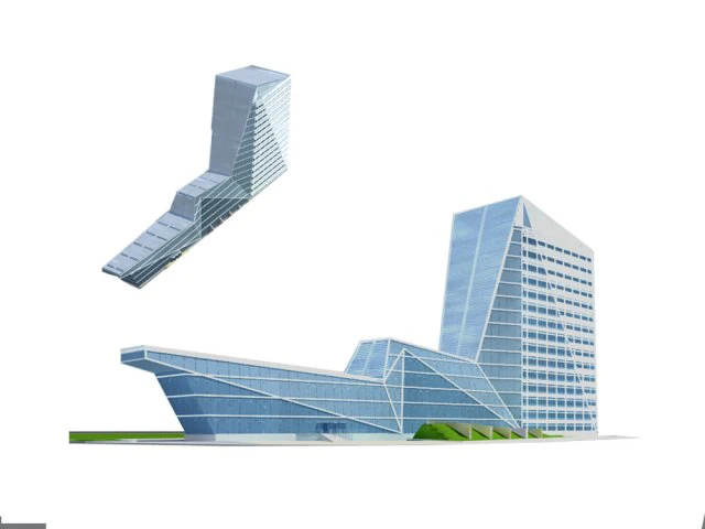 city office building construction avant-garde design hotel - 98 3D Model .c4d .max .obj .3ds .fbx .stl .blend 