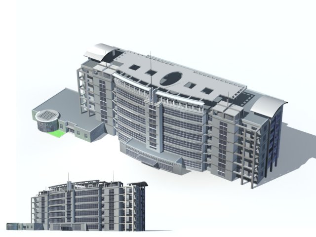 city office building construction avant-garde design hotel - 101 3D Model .c4d .max .obj .3ds .fbx .stl .blend 