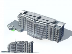 city office building construction avant-garde design hotel - 101 3D Model