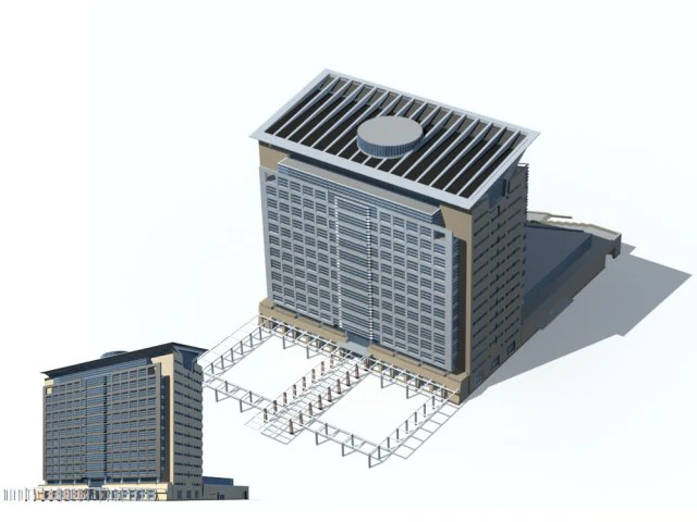 city office building construction avant-garde design hotel - 102 3D Model .c4d .max .obj .3ds .fbx .stl .blend 