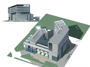 city office building construction avant-garde design hotel - 106 3D Model