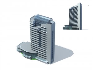 city office building construction avant-garde design hotel - 107 3D Model