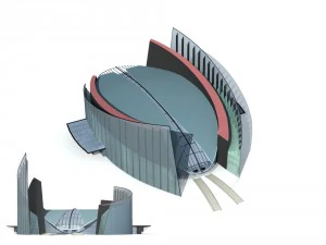 city office building construction avant-garde design hotel - 119 3D Model
