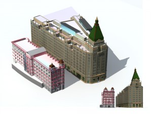 city office building construction avant-garde design hotel - 122 3D Model