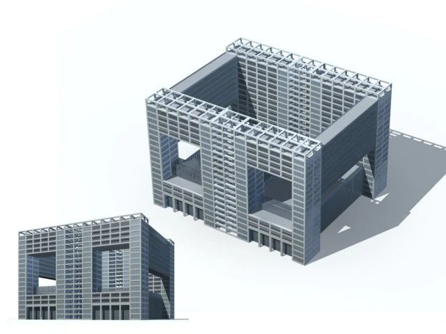 city office building construction avant-garde design hotel - 123 3D Model .c4d .max .obj .3ds .fbx .stl .blend 