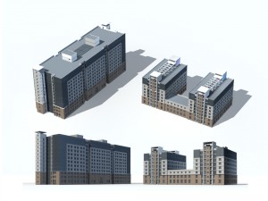 city office building construction avant-garde design hotel - 126 Modèle 3D