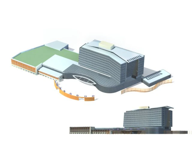 city office building construction avant-garde design hotel - 128 3D Model .c4d .max .obj .3ds .fbx .stl .blend 