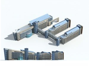 city office building construction avant-garde design hotel - 131 3D Model