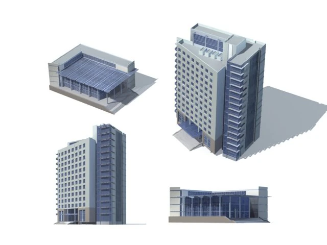 city office building construction avant-garde design hotel - 133 3D Model .c4d .max .obj .3ds .fbx .stl .blend 