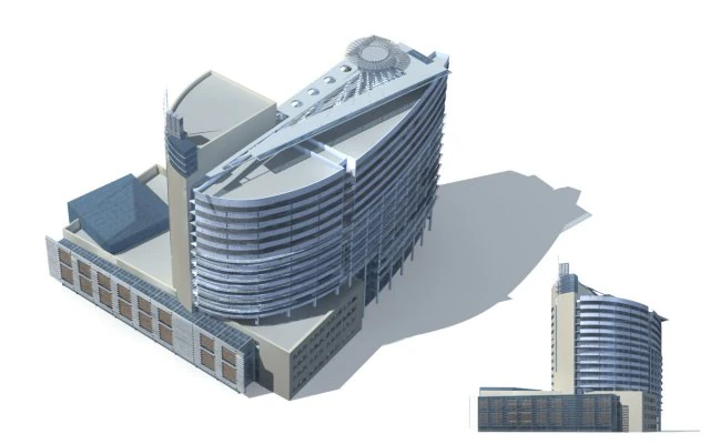 city office building construction avant-garde design hotel - 138 3D Model .c4d .max .obj .3ds .fbx .stl .blend 