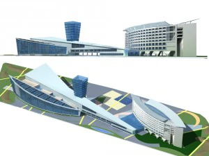 city office building construction avant-garde design hotel - 140 3D Model