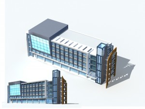 city office building construction avant-garde design hotel - 146 3D Model