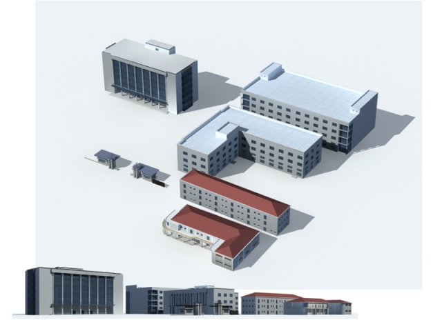 city office building construction avant-garde design hotel - 154 Model 3D .c4d .max .obj .3ds .fbx .stl .blend 