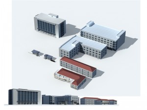 city office building construction avant-garde design hotel - 154 3D Model