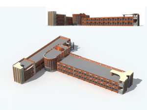 city office building construction avant-garde design hotel - 175 Model 3D