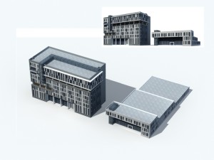 city office building construction avant-garde design hotel - 175 3D-Modell