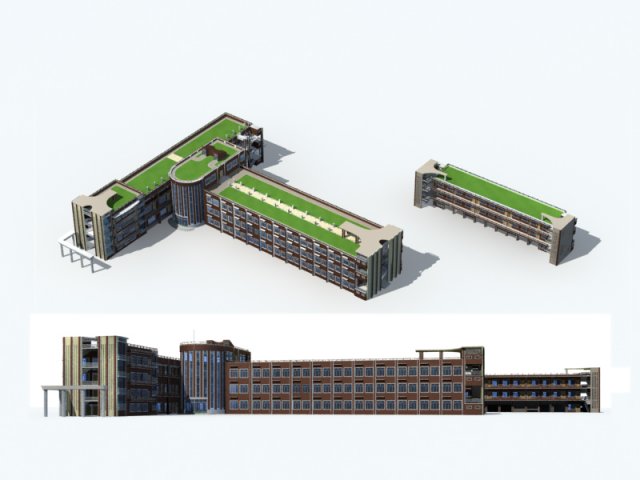 city office building construction avant-garde design hotel - 175 3D Модель .c4d .max .obj .3ds .fbx .stl .blend 