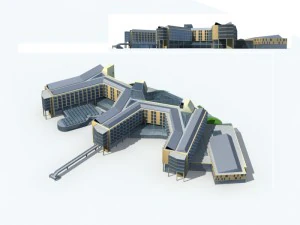 edificio de oficinas de la ciudad construcci&oacute;n hotel de dise&ntilde;o vanguardista - 196 Modelo 3D