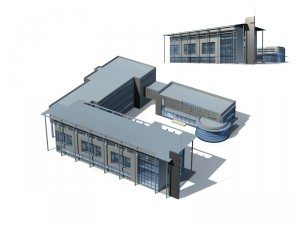 city office building construction avant-garde design hotel - 199 3D-Modell