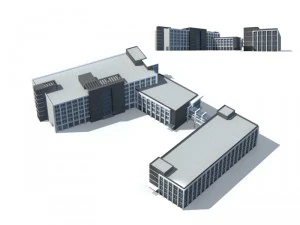 city office building construction avant-garde design hotel - 213 3D Model