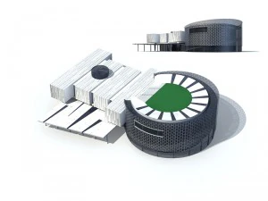 city office building construction avant-garde design hotel - 227 3D Model