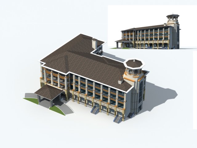 city office building construction avant-garde design hotel - 231 3D Modell .c4d .max .obj .3ds .fbx .stl .blend 