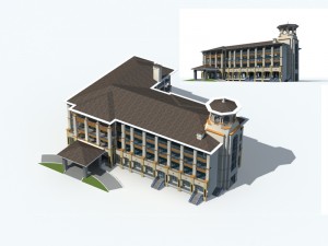 city office building construction avant-garde design hotel - 231 3D 모델