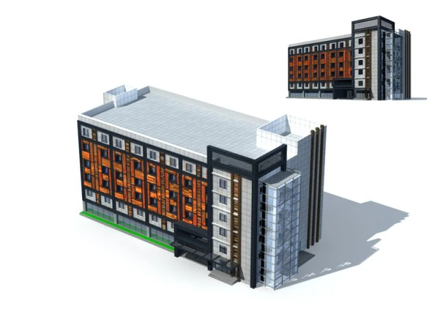 city office building construction avant-garde design hotel - 237 3D Model .c4d .max .obj .3ds .fbx .stl .blend 
