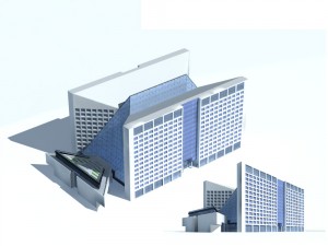 city office building construction avant-garde design hotel - 243 3D Модель
