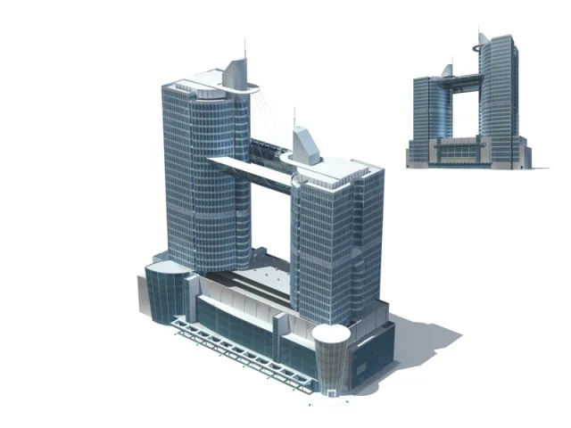 city office building construction avant-garde design hotel - 245 3D Model .c4d .max .obj .3ds .fbx .stl .blend 