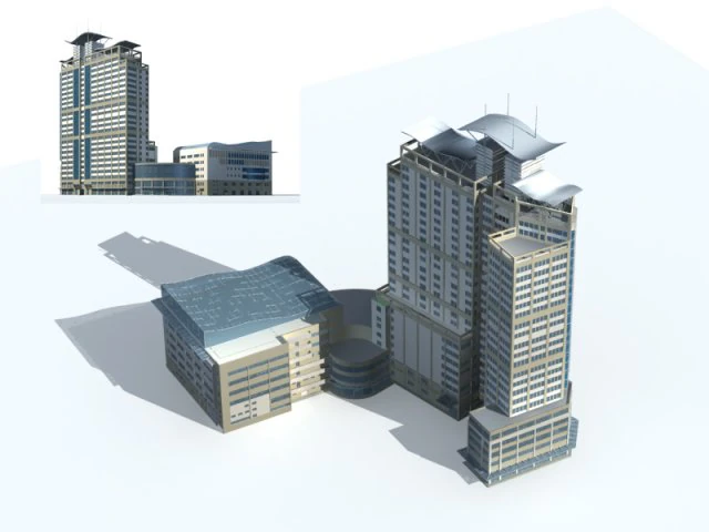 city office building construction avant-garde design hotel - 263 3D Model .c4d .max .obj .3ds .fbx .stl .blend
