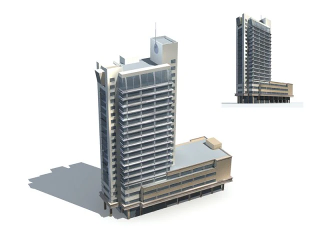 city office building construction avant-garde design hotel - 264 3D Model .c4d .max .obj .3ds .fbx .stl .blend 