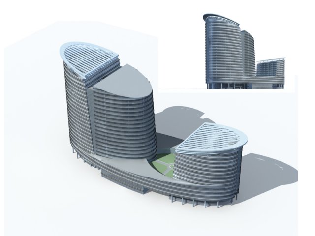 city office building construction avant-garde design hotel - 268 Model 3D .c4d .max .obj .3ds .fbx .stl .blend 