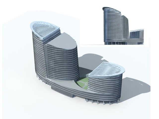 city office building construction avant-garde design hotel - 268 3D Model .c4d .max .obj .3ds .fbx .stl .blend 