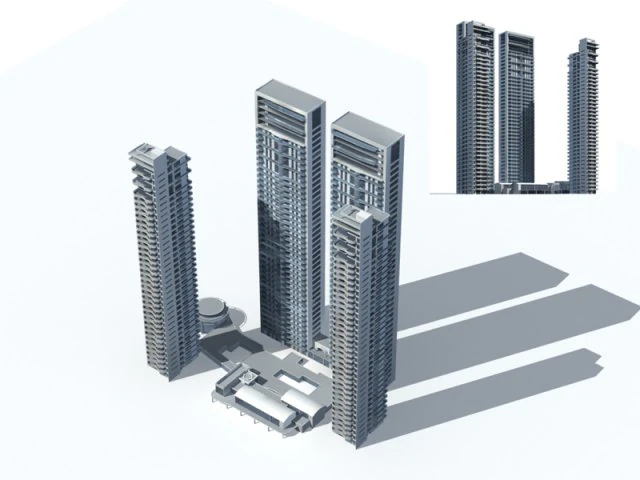 city office building construction avant-garde design hotel - 278 3D Model .c4d .max .obj .3ds .fbx .stl .blend