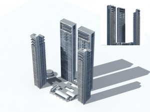 city office building construction avant-garde design hotel - 278 3D Model