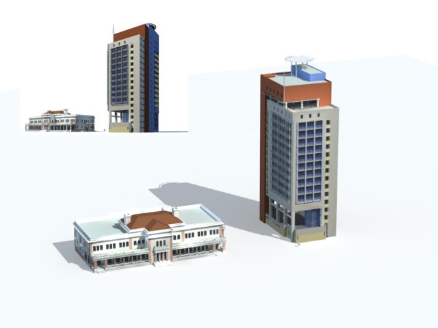 city office building construction avant-garde design hotel - 280 3D 모델 .c4d .max .obj .3ds .fbx .stl .blend 