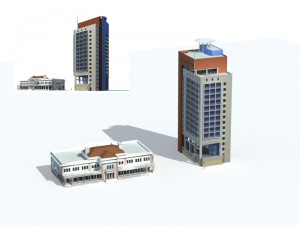 city office building construction avant-garde design hotel - 280 3D Модель