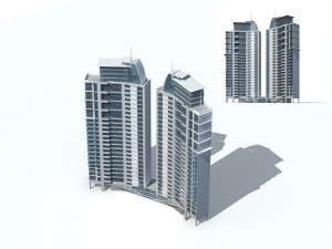 city office building construction avant-garde design hotel - 282 3D 모델
