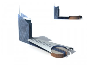 city office building construction avant-garde design hotel - 283 3D Model