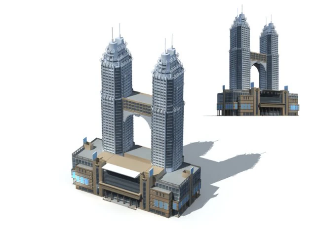city office building construction avant-garde design hotel - 289 3D Model .c4d .max .obj .3ds .fbx .stl .blend 