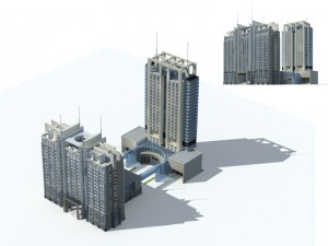 city office building construction avant-garde design hotel - 293 3D Model