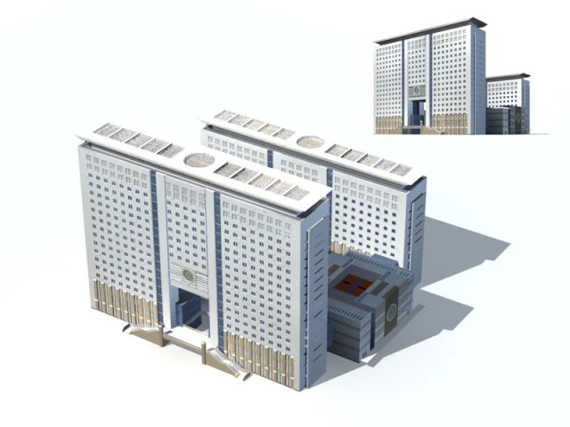 city office building construction avant-garde design hotel - 295 3D Model .c4d .max .obj .3ds .fbx .stl .blend 