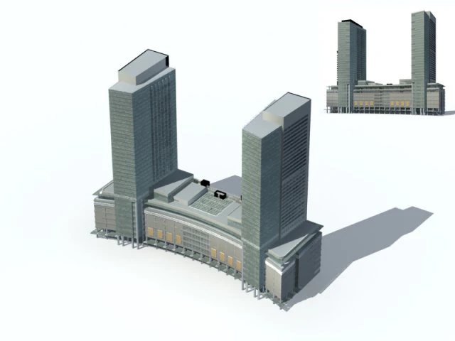 city office building construction avant-garde design hotel - 299 3D Model .c4d .max .obj .3ds .fbx .stl .blend 
