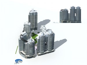 city office building construction avant-garde design hotel - 302 3D Model
