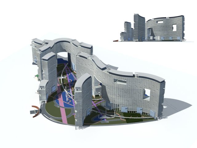 city office building construction avant-garde design hotel - 304 Modèle 3D .c4d .max .obj .3ds .fbx .stl .blend 