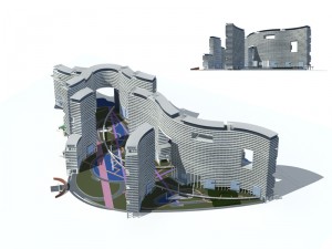 city office building construction avant-garde design hotel - 304 3D Model