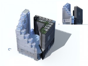 city office building construction avant-garde design hotel - 311 3D Model